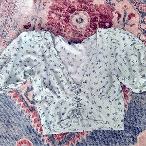 Motel Rocks crop corset-tie shirt